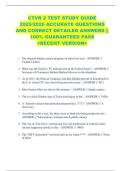 CTVR 2 TEST STUDY GUIDE  2025&sol;2026 ACCURATE QUESTIONS  AND CORRECT DETAILED ANSWERS &vert;&vert;  100&percnt; GUARANTEED PASS  <RECENT VERSION> 
