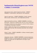 fundamentals of dental hygiene exam 1 WITH CORRECT ANSWERS
