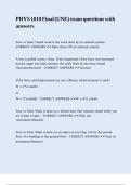 PHYS 1010 Final &lpar;UNE&rpar; exam questions with answers