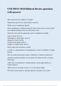 UNE PHYS 1010 Midterm Review questions with answers&period;
