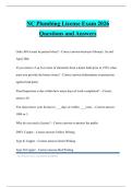NC Plumbing License Exam 2026 Questions and Answers