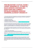 HESI MILESTONE 2 ACTUAL EXAM 3 LATEST VERSIONS &lpar;V1&comma; V2 AND V3&rpar; EACH VERSION CONTAINS 200&plus; QUESTIONS AND CORRECT DETAILED ANSWERS &lpar;VERIFIED ANSWERS&rpar; &vert;ALREADY GRADED A&plus;