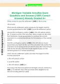 Michigan Variable Annuities Exam  Questions and Answers &lpar;100&percnt; Correct  Answers&rpar; Already Graded A&plus; 