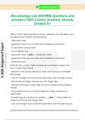 Microbiology Lab MIDTERM Questions and  Answers &lpar;100&percnt; Correct Answers&rpar; Already  Graded A&plus;