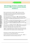 Microbiology Lab Exam 1 Questions and  Answers &lpar;100&percnt; Correct Answers&rpar; Already  Graded A&plus;