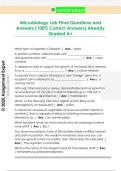 Microbiology Lab Final Questions and  Answers &lpar;100&percnt; Correct Answers&rpar; Already  Graded A&plus;