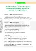 Mold Remediation Certification Course  Questions and Answers &lpar;100&percnt; Correct  Answers&rpar; Already Graded A&plus; 