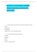 Anatomy & Physiology Multiple Choice Questions