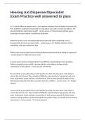Hearing Aid Dispenser Specialist Exam Practice well answered to pass