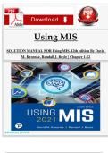 SOLUTION MANUAL FOR Using MIS&comma; 12th edition By David M&period; Kroenke&comma; Randall J&period; Boyle &lpar;Pearson&comma; 2022&rpar; &vert; Chapter 1-12 - Isbn&colon; 9780136921509&period; 