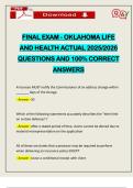 FINAL EXAM - OKLAHOMA LIFE AND HEALTH ACTUAL 2025&sol;2026 QUESTIONS AND 100&percnt; CORRECT ANSWERS