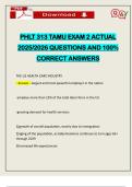 PHLT 313 TAMU EXAM 2 ACTUAL 2025&sol;2026 QUESTIONS AND 100&percnt; CORRECT ANSWERS