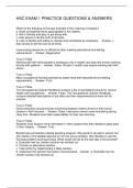 HSC EXAM 1 PRACTICE QUESTIONS & ANSWERS