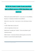 HCB 101 Study Guide Exam questions and verified answers 2026 Questions and Answers