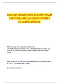 Ryanair Conversion Security Exam &vert; Latest Updated Questions and Answers &vert; Verified A&plus; Aviation Training Guide