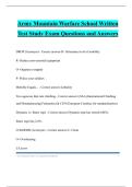 Army Mountain Warfare School Written Test Study Exam Questions and Answers