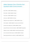 Water Operator Class 3-Practice Test Questions With Correct Answers 