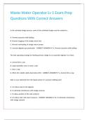 Waste Water Operator Lv 1 Exam Prep Questions With Correct Answers 