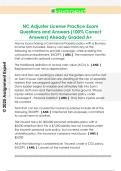 NC Adjuster License Practice Exam  Questions and Answers &lpar;100&percnt; Correct  Answers&rpar; Already Graded A&plus;