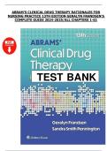 Abram&rsquo;s Clinical Drug Therapy &ndash; Rationales for Nursing Practice &lpar;13th Edition&comma; Frandsen&rpar; &vert; Complete Test Bank Chapters 1&ndash;61 &lpar;2024&ndash;2025&rpar;