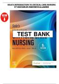 Sole&rsquo;s Introduction to Critical Care Nursing &lpar;9th Edition&rpar; &vert; Complete Test Bank &lpar;2024&ndash;2025&rpar;