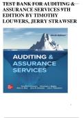 TEST BANK For Louwers&comma; Auditing and Assurance Services 9th Edition&comma; by Louwers&comma; Bagley&comma; Blay&comma; Strawser&comma; and Thibodeau&comma; Verified Chapters 1 - 12&comma; Complete Newest Version