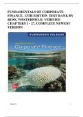Fundamentals of Corporate Finance, 13th Edition TEST BANK by Ross, Westerfield, Verified Chapters 1 - 27, Complete Newest Version