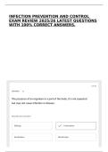 INFECTION PREVENTION AND CONTROL EXAM REVIEW 2025&sol;26 LATEST QUESTIONS WITH 100&percnt; CORRECT ANSWERS&period;