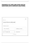 FRESENIUS PCT NEW HIRE EXAM 2025&sol;26 QUESTIONS WITH COMPLETE SOLUTIONS&period;