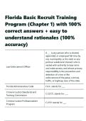 Florida Basic Recruit Training Program &lpar;Chapter 1&rpar; with 100- correct answers &plus; easy to understand rationales