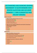 GIA DIAMONDS AND DIAMOND GRADING  ASSIGNMENT 10 QUESTIONNAIRE 2024 &ndash;  VERIFIED QUESTIONS AND ACCURATE  ANSWERS &vert;&vert; 100&percnt; GUARANTEED PASS  <RECENT VERSION> 
