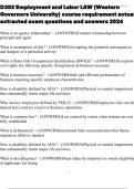 D352 Employment and Labor LAW &lpar;Western Governors University&rpar; course requirement actual extracted exam questions and answers 2024