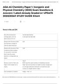 AQA AS Chemistry Paper 1&colon; Inorganic and Physical Chemistry &lpar;2025&rpar; Exam Questions & Answers &vert; Latest Already Graded A&plus; UPDATE 2025&vert;2026&excl;&excl; STUDY GUIDE EXAM