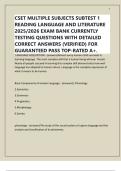CSET MULTIPLE SUBJECTS SUBTEST 1 READING LANGUAGE AND LITERATURE 2025&sol;2026 EXAM BANK CURRENTLY TESTING QUESTIONS WITH DETAILED CORRECT ANSWERS &lpar;VERIFIED&rpar; FOR GUARANTEED PASS TOP-RATED A&plus;&period;