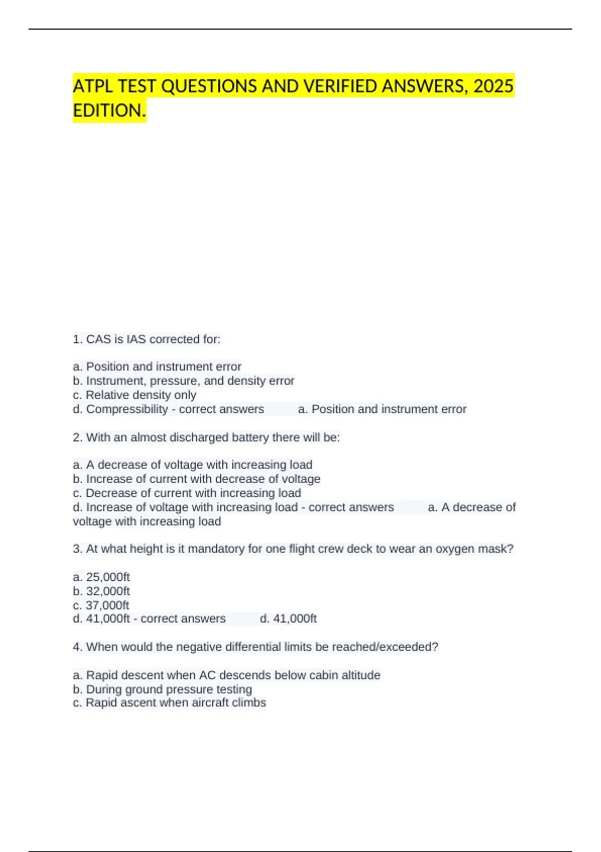 ATPL test questions and verified answers, 2025 edition - ATPL ...
