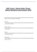 NUR  Exam 1 Study Guide&colon; Pharm Basics Questions and Answers 2025
