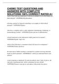 CHEMO TEST QUESTIONS AND ANSWERS WITH COMPLETE SOLUTIONS 100&percnt; CORRECT RATED A&plus;