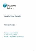 Pearson Edexcel GCSE Astronomy Mark Scheme Paper 1 2025 &lpar;1AS0&sol;01&colon; Naked-eye Astronomy&rpar;