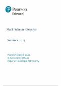 Pearson Edexcel GCSE Astronomy Mark Scheme Paper 2 2025 &lpar;1AS0&sol;02&colon; Telescopic Astronomy&rpar;