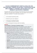 NCLEX COMPREHENSIVE MENTAL HEALTH AND  PSYCHIATRIC NURSING EXAM 2024&colon; 75 QUESTIONS WITH  100&percnt; CORRECT ANSWERS AND RATIONALES&period; TOP  PRIORITY QUESTIONS &lpar;VERIFIED&rpar; 