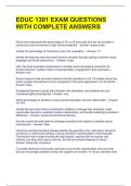 EDUC 1301 EXAM QUESTIONS WITH COMPLETE ANSWERS 