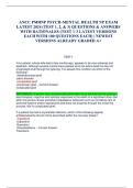 ANCC PMHNP PSYCH-MENTAL HEALTH NP EXAM  LATEST 2024 &lpar;TEST 1&comma; 2&comma; & 3&rpar; QUESTIONS & ANSWERS  WITH RATIONALES &lpar;TEST 1-3 LATEST VERSIONS  EACH WITH 100 QUESTIONS EACH&rpar; &vert; NEWEST  VERSIONS ALREADY GRADED A&plus;