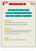 PSU BBH 101 FINAL EXAM ACTUAL 2025&sol;2026 QUESTIONS AND 100&percnt; CORRECT ANSWERS