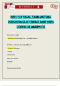 BBH 101 FINAL EXAM ACTUAL 2025&sol;2026 QUESTIONS AND 100&percnt; CORRECT ANSWERS