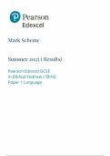 2025 Pearson Edexcel GCSE  Biblical Hebrew Mark Scheme Paper 1 &lpar;1BHO&sol;01&colon; Language&rpar;