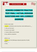 HONORS CHEMISTRY PRACTICE TEST FINAL 1 ACTUAL 2025&sol;2026 QUESTIONS AND 100&percnt; CORRECT ANSWERS