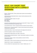 EDUC 1301 SHORT TEST QUESTIONS WITH CORRECT ANSWERS 