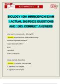 BIOLOGY 1001 HRINCEVICH EXAM 1 ACTUAL 2025&sol;2026 QUESTIONS AND 100&percnt; CORRECT ANSWERS