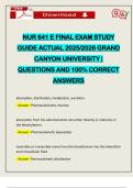 NUR 641 E FINAL EXAM STUDY GUIDE ACTUAL 2025&sol;2026 GRAND CANYON UNIVERSITY &vert; QUESTIONS AND 100&percnt; CORRECT ANSWERS