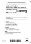 2025 Pearson Edexcel GCSE Citizenship Paper 2 &lpar;1CS0&sol;02&colon; Level 1&sol;Level 2&rpar;